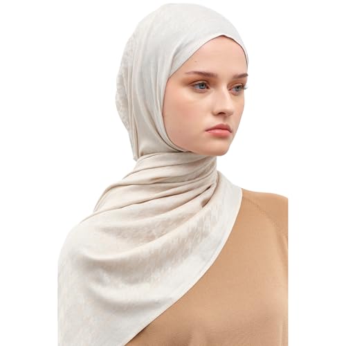 Hijab Scarf for Women, Houndstooth Pattern Elegant Modest Fashion, Premium Soft, Versatile Headscarf Shawl for Women, Luxury, Viscose & Acrylic Blend, Stone3