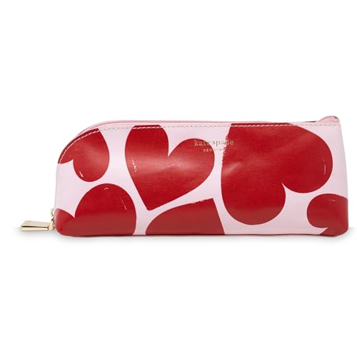 kate spade new york Estojo para caneta e lápis com material de escritório, bolsa com zíper inclui 2 lápis, apontador, borracha e régua, corações doces