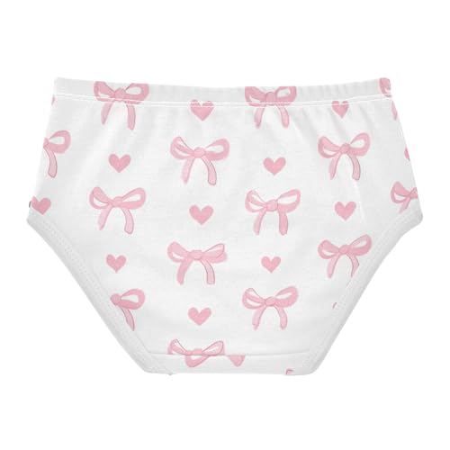 Wusikd Pink Ribbon Bow Heart (3) Girls' Underwear Cotton Girls Briefs Soft Toddler Underwear 2T2