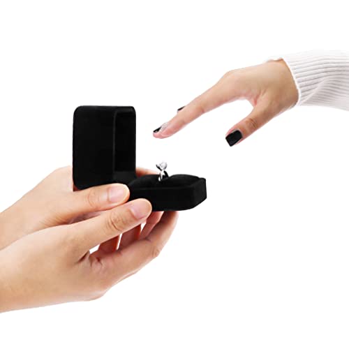 Isuperb Set Of 2 Unit Classic Velvet Couple Ring Box Earring Jewelry Case Gift Boxes 2.2X1.9X1.6 Inch #TOP5