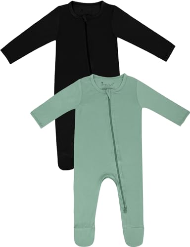 Image of Jimonda Bamboo Baby Pajamas,Unisex Boys Girls One-Piece Footies,Long Sleeve Sleepers 2-Way Zip closure Romper