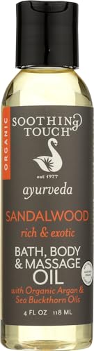 Soothing Touch Organic Bath, Body & Massage Oil, Sandalwood, 4 Fl Oz