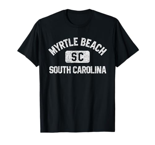 Myrtle Beach SC Gym Distressed White T-Shirt