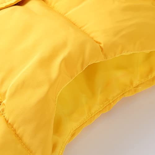 Boys Winter Puff Coats Winter Warm Outwear Vest Jacket Coat Bear Ears Solid Color Yellow3