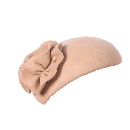 Image of Flower Womens Dress Fascinator Wool Felt Fedora French Pillbox Hat Party Wedding Teardrop Beret