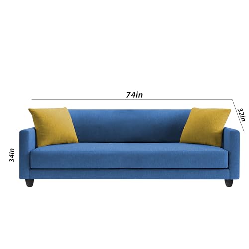 Image of Casaliving Dominic 3 Seater Sofa Set for Living Room (Blue Fabric) Premium Fabric Sofa