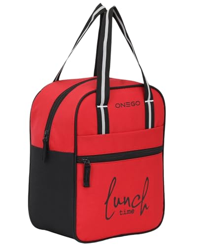 Image of Durable & Lightweight Lunch Bag | Trendy Water-Resistant Tiffin Bag & Meal Holder for Office, School, Travel & Picnic, Stylish, Insulated Design for Men, Women & Kids (Red)