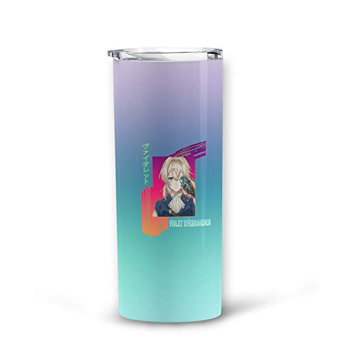 Violet Anime Manga Tumbler Evergarden Light Novel Merch Stainless Steel Double Wall Tumbler Mutiple Sizes Two-Sided Printing for Coffee Tea - 014