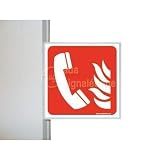 AUA SIGNALETIQUE - Drapeau Téléphone Incendie - F006 - PVC 1.5mm -200x200 Mm