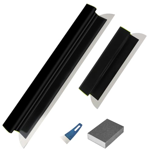 Raspador de superficies TECKZOON de 80 cm + 40 cm, de aleación de aluminio, con mango en Z, kit de herramientas para decoración de paredes, esponja de lijado y raspador pequeño