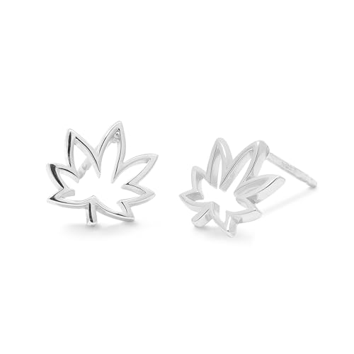 Boma Jewelry Sterling Silver Open Maple Leaf Stud Earrings