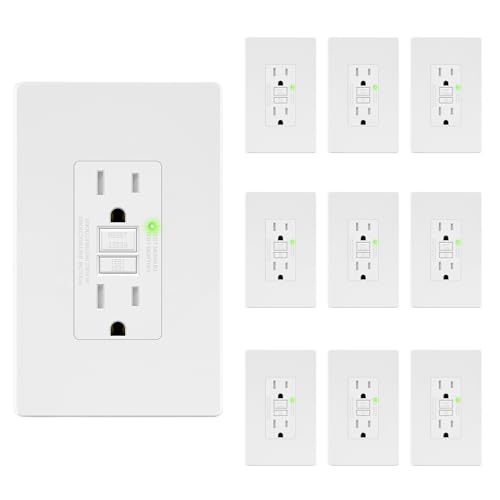 Image of LIDER GFCI Outlet 15Amp, GFCI Receptacle, ETL Listed, Matte White, 10-Pack | Tamper-Resistant Receptacle, LED Indicator, Screwless Wall Plate, Thermoplastic, No-False-Trip, Matte White