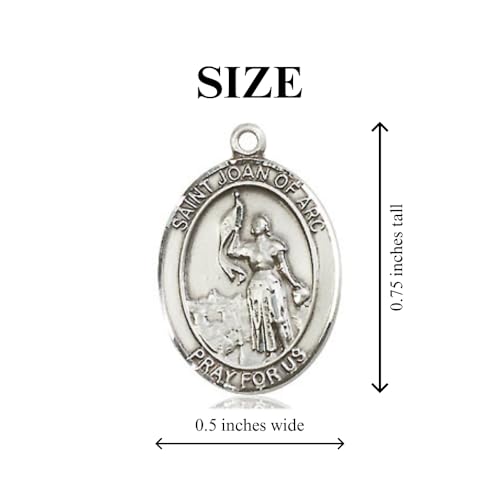 Sterling Silver St. Joan of Arc Pendant with 18" Stainless Steel Lite Curb Chain. Patron Saint of Soldiers/France2