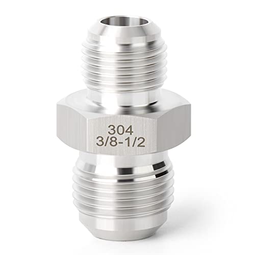 Image of TAISHER 5PCS Forging of 304 Stainless Steel Tube Flare Fittings, 3 /8 inch Male Flare x 1 /2 inch Male Flare, Union