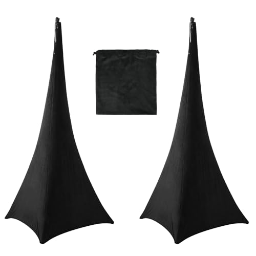 Housse trépied haut-parleur extensible noir élasthanne câble dissimulé lot de 2