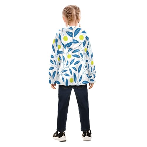 OTVEE Blue Plants Leaves Kids Hoodie Jacket Fall Spring Full Zip Warm Outwear Coat4