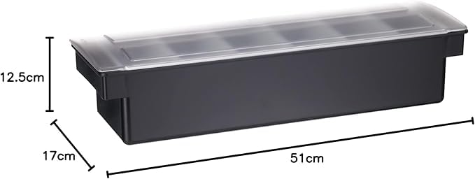 bar@drinkstuff Plastic Condiment Dispenser 6 Compartment Black | Bar Condiment Holder, Cocktail Garnish Tray