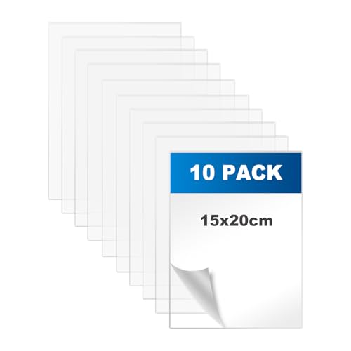 10 Pezzi 15x20cm Lastre Plexiglass 1mm Fogli acrilici in Trasparente Plexiglass Pannello Plexiglass per Decorazione Domestica, Visualizzazione di Progetti, Cornice, Pittura
