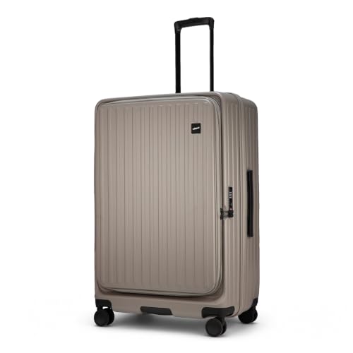 Image of F Gear Montreal Large 76cm German Polycarbonate Hard Luggage|8 Japanese Hinomoto Silent Wheels|Expandable Check-in Front Opening Suitcase for Travel| Anti-Theft Zipper, TSA 007 Lock (Taupe)