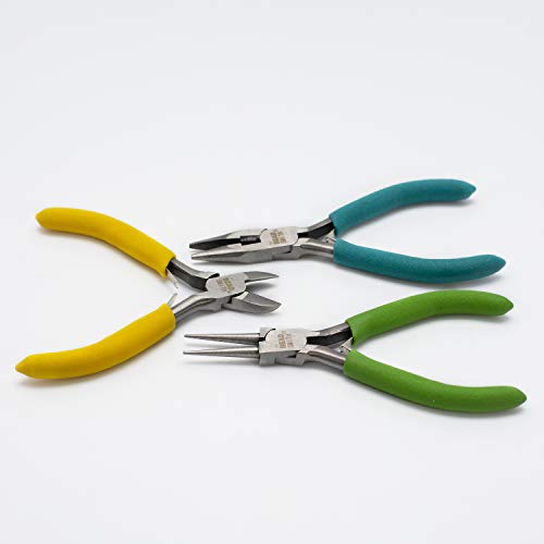 3-Piece Economy Plier Set, Color-Coded Jewelry Making and Repair Kit