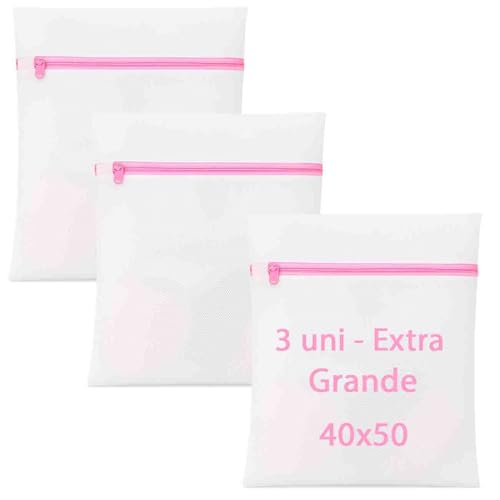 Kit 3 Sacos para Lavar Roupas Grande Maquina Delicadas Lingerie Protege Reforçado 40x50cm