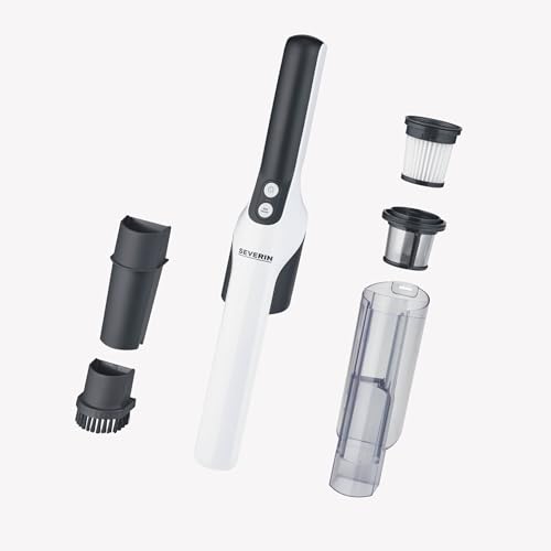 Severin 7140, Aspirabriciole A Batteria, Autonomia Fino A 30 Min, Supporto Con Base Di Ricarica, 3 Accessori Inclusi, 2 Velocità, Motore Digitale 120 W - 2