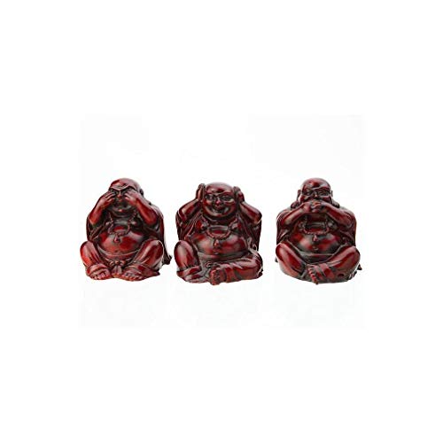 lachineuse - Coffret 3 Bouddhas Rieurs de Sagesse - Statuettes Petits Bouddhas Rouges - Décoration...
