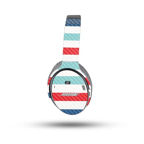 Image of MightySkins Carbon Fiber Skin Compatible with Bose QuietComfort 35 II Headphones - Sailor Stripes | Protective, Durable Textured Carbon Fiber Finish | Easy to Apply