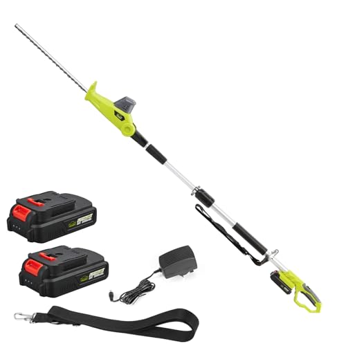 DEWINNER Cortasetos con pértiga telescópica 20V,Tijeras Cortasetos telescópicas, 460 mm de Longitud de Corte, 2 batería Cargador incluidos,Correa Ajustable…