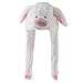 SM SunniMix Chapeau de Porc en Peluche Drôle Mobile Sautant des Oreilles Casquette Animale Mignonne Femmes Filles - Blanc