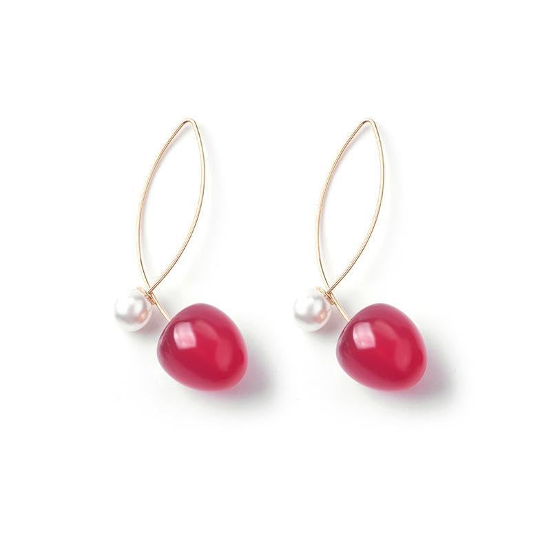 QUECY® 1 Pair Metal Designer Fashion Jewellery Earings Fruit Shaped Trendy Earrings for Women and Girls - E1924-2#Pearl Cherry (B0CW9WD3XJ) Amazon Price History, Amazon Price Tracker