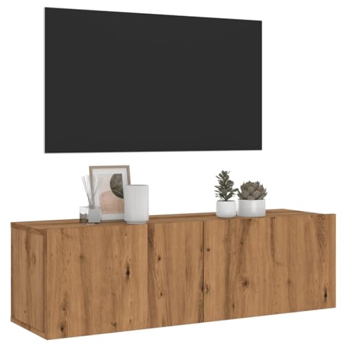 Iiaky Mueble TV de Pared Madera Mueble TV Salon Mueble TV Madera Mesa Television Salon Mueble salón TV ingeniería Roble Artisan 100x30x30 cm