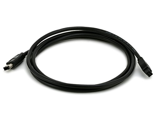 Monoprice 6-Feet 9 PIN/ 6PIN Bilingual FireWire 800, FireWire 400 Cable, Black (103542)