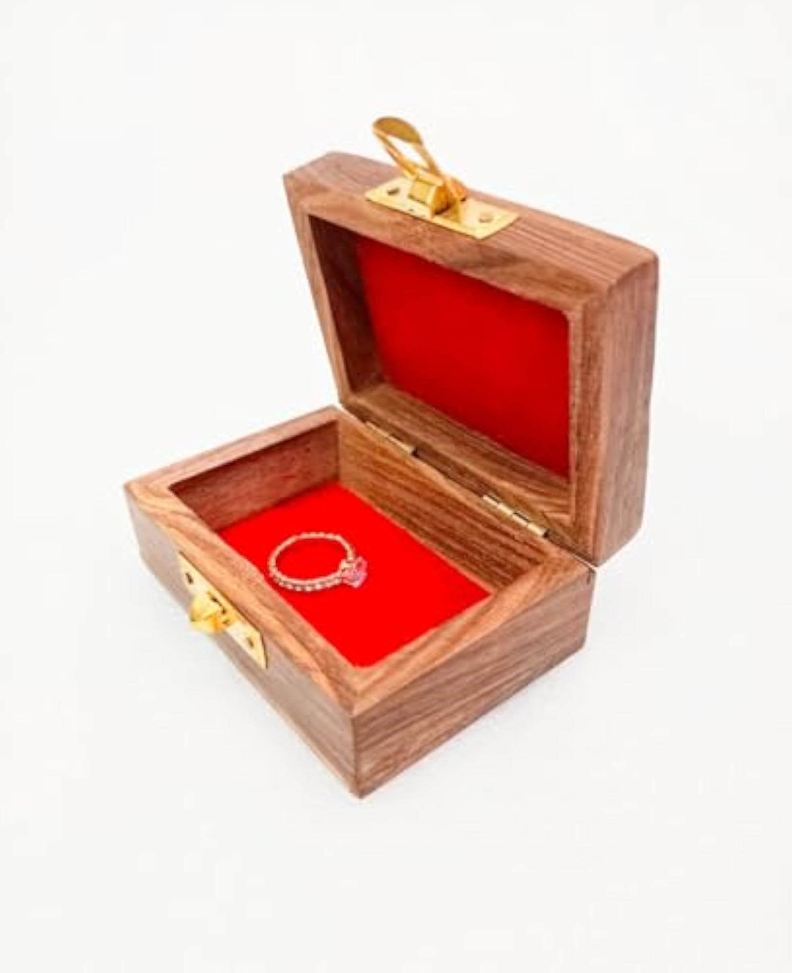 Wooden Handmade Ring Box with Brass Work, Perfect for Gift