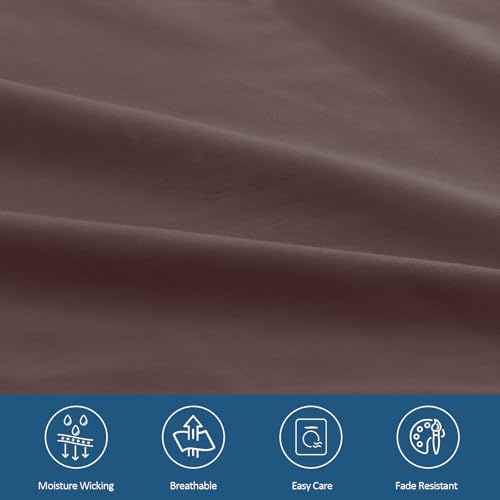 Image of Queen Sheet Set for Air Mattress - Sheets Queen Size Bed Set - 3Pcs Side Storage Pocket Fitted Sheet & Pillowcases Easily Fits 16in to 24in Pillow Top Air Bed Mattress - Brown