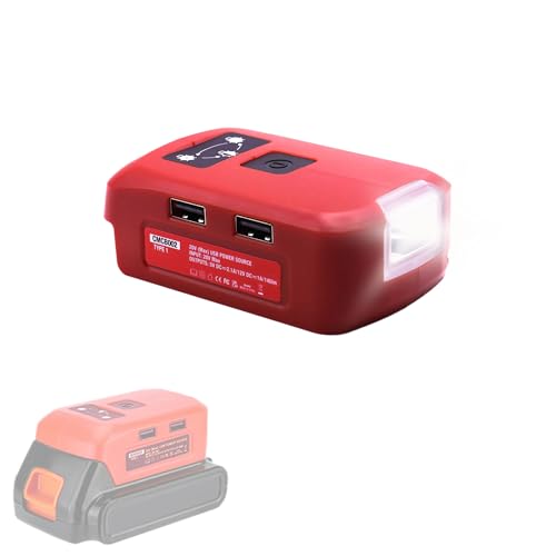 Image of Battery Adapter Compatible with Craftsman 20V Battery Power Inverter with Dual USB Port DC Port LED Work Light