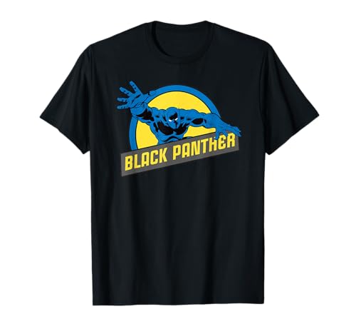 T-shirt Black Panther Marvel style bande dessinée classique en coton noir