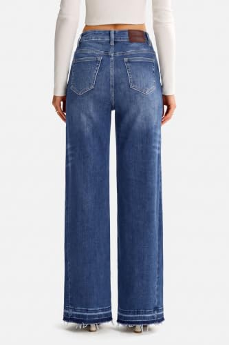 Arach&Cloz Women's Stretchy High Waisted Wide Leg Pants Baggy Jeans Trendy - image 7