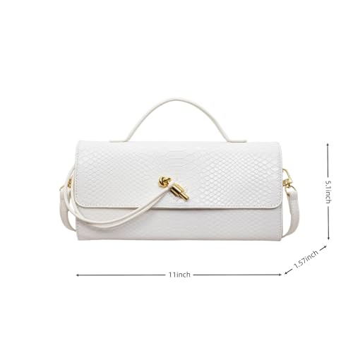 Image of Women Vegan Leather Evening Handbag Crocodile Pattern Handle Clutch Purse Cross Body Envelope Bag