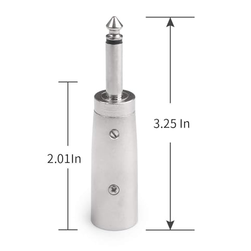 Image of MX 1 /4 inch TS to XLR Male Adapter - 6.35mm Mono to 3-Pin XLR Audio Connector for Mixer, Amplifier, Microphone & Instruments (2-Pack)