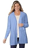 Woman Within Women's Plus Size Longer-Length Cotton Cardigan Sweater - 3X, French Blue
