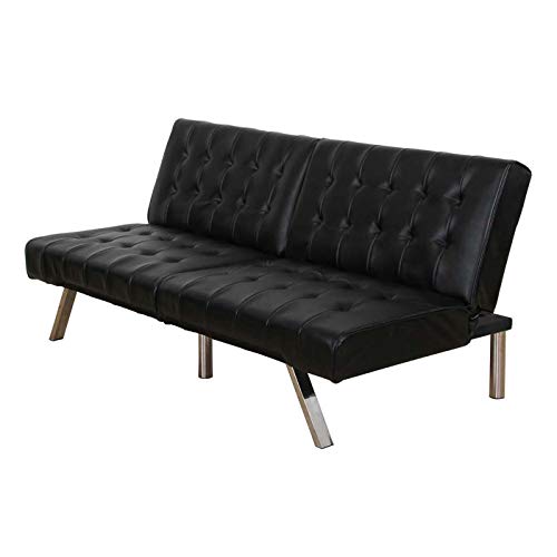 MHG Futon Sofa, Modern Couch with Chrome Legs Quickly Converts into a Bed