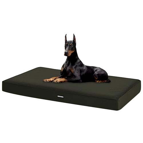 HMTOPE Orthopädisches Hundebett, 10cm Dicke Hundekissen für Grosse Hunde, Abnehmbar und Waschbar Hundematte, rutschfeste Unterseite, Wasserdichtes Innenfutter, 120 cm, Olivgrün