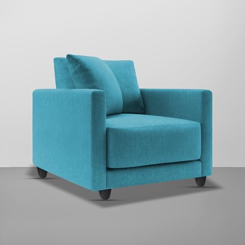 Image of Casaliving Dominic 1 Seater Sofa Set for Living Room (Turquise Fabric) Premium Fabric Sofa