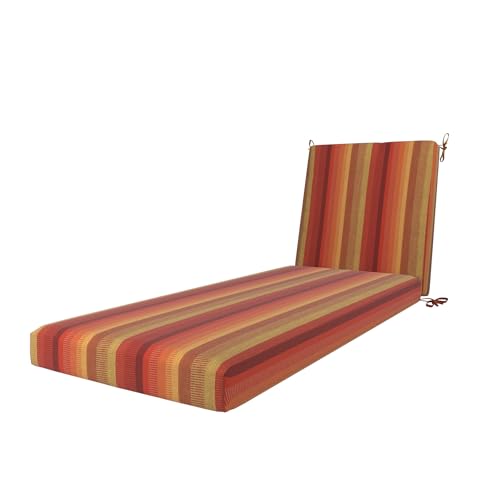 California Umbrella Outdoor Chaise Lounge Cushion, 24 x 78 Inch, Premium Outdoor Densified Fiber, Fade Resistant, Sunbrella Fabric, Patio Lounger Cushion with Fabric Ties, Astoria Sunset by California Umbrella - Used condition - US$121.87
