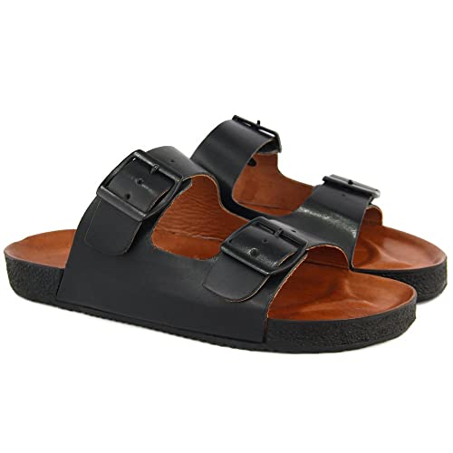 Sandália Chinela Casual Masculina de Couro Macio Burly Heads Preta Gênero:Masculino;Tamanho:42;Cor:P