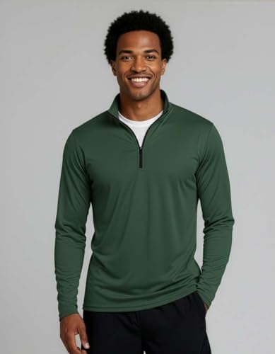 Image of Real Essentials 3 Pack: Men's Dry-Fit Active Quarter Zip Long Sleeve Athletic Performance Pullover (Available in Big & Tall)