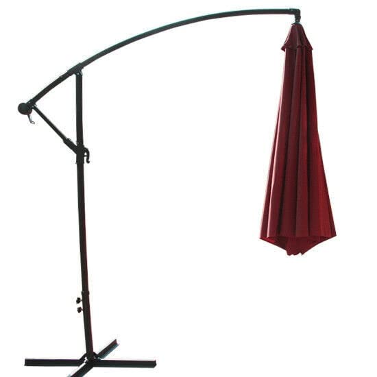 Parasol excentrique bordeaux grand format suspendu pour jardin et patio - 4