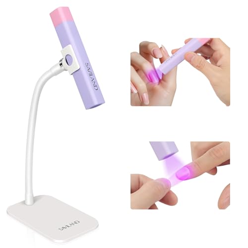 SAVILAND UV Light for Gel Nails: 8s Flash Cure 12W Nail Lamp LED Nail Lamp Hands-Free 360° Rotatable Powerful 500 mAh Rechargeable Handheld UV Light for Gel Nails with 2 Timers Home Salon DIY