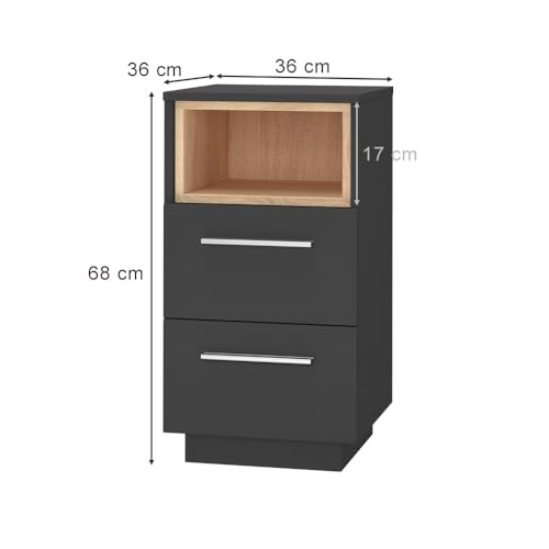 Vicco Comodini Camera Da Letto Antracite 36 X 68 Cm - 3